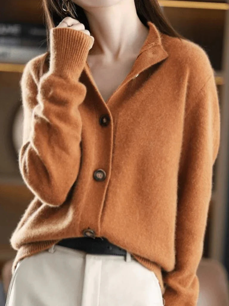 Relaxed Fit Button-Front Cardigan Sweater for Women 1