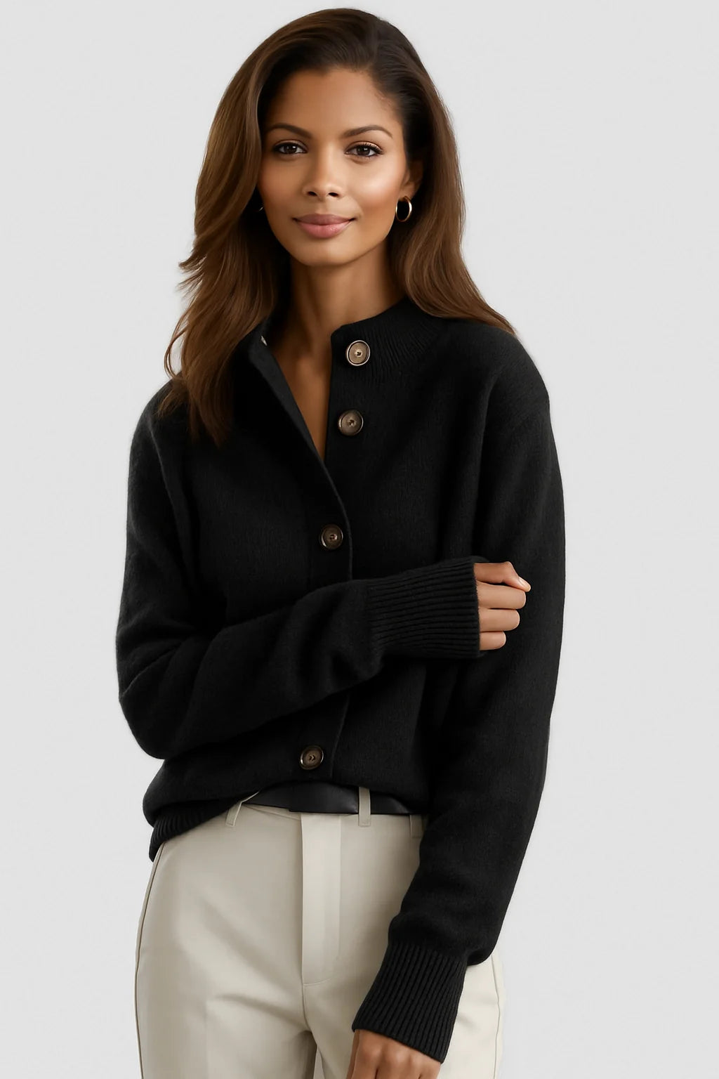 Relaxed Fit Button-Front Cardigan Sweater for Women 10