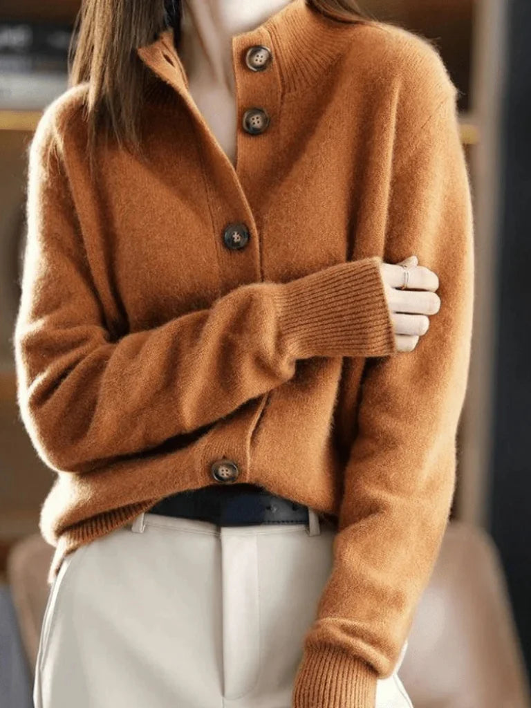 Relaxed Fit Button-Front Cardigan Sweater for Women 2