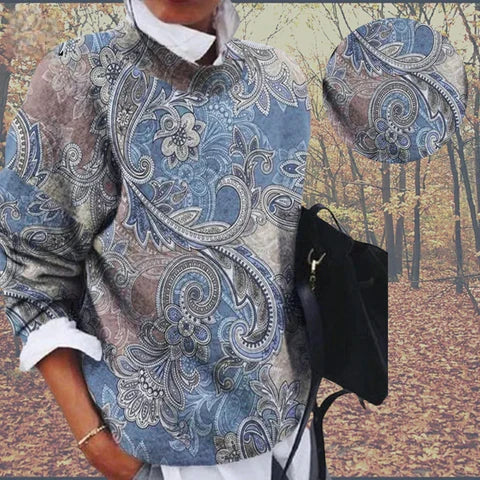 Relaxed Fit Floral Print Pullover Sweater for Everyday Comfort 1