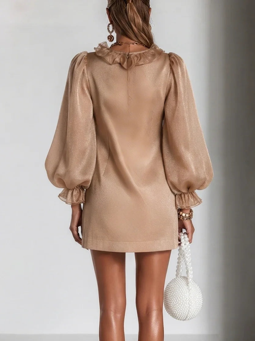 Ruffled Puff-Sleeve Mini Dress - Relaxed Fit for Casual & Formal Wear 5