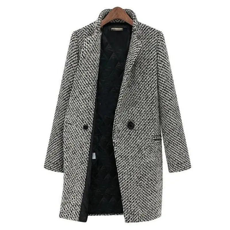 Slim Fit Wool Blend Longline Winter Coat for Women 0