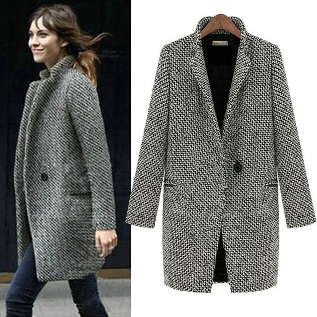 Slim Fit Wool Blend Longline Winter Coat for Women 1