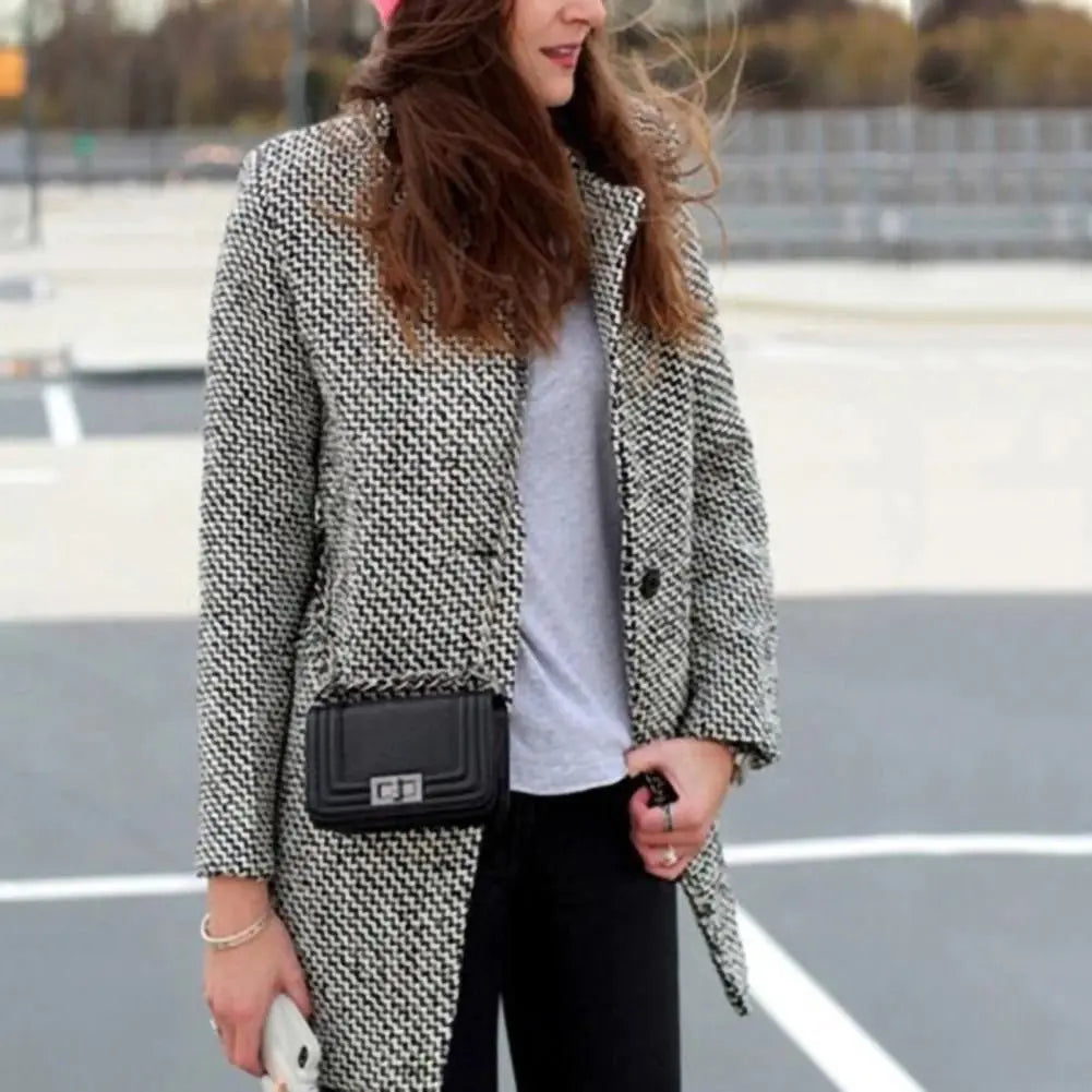 Slim Fit Wool Blend Longline Winter Coat for Women 2