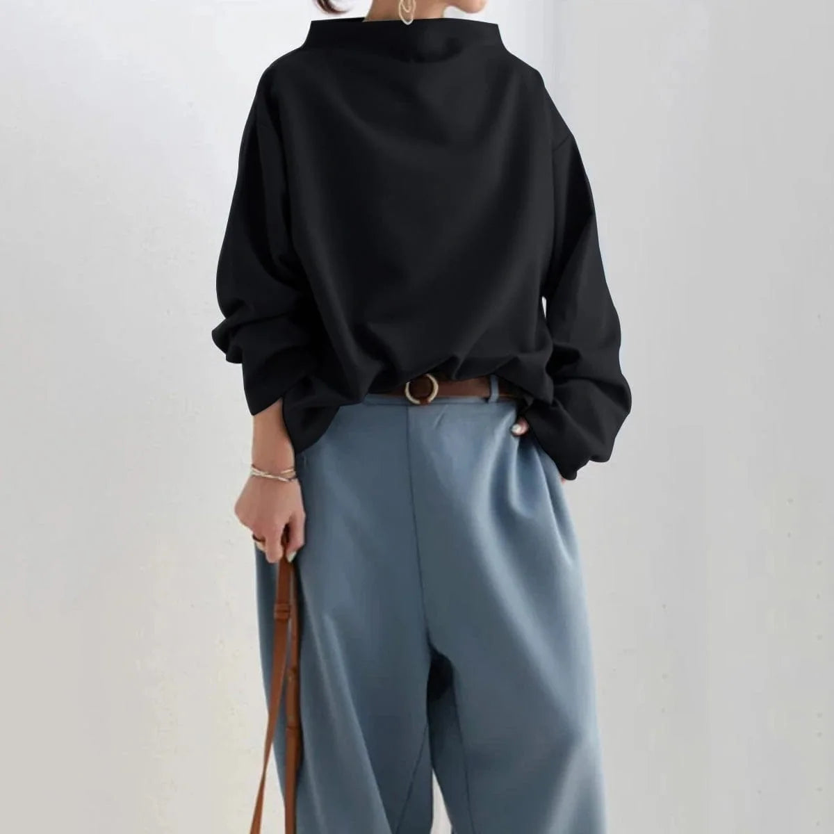 Soft Knit High Neck Top with Relaxed Fit for Everyday Wear 6