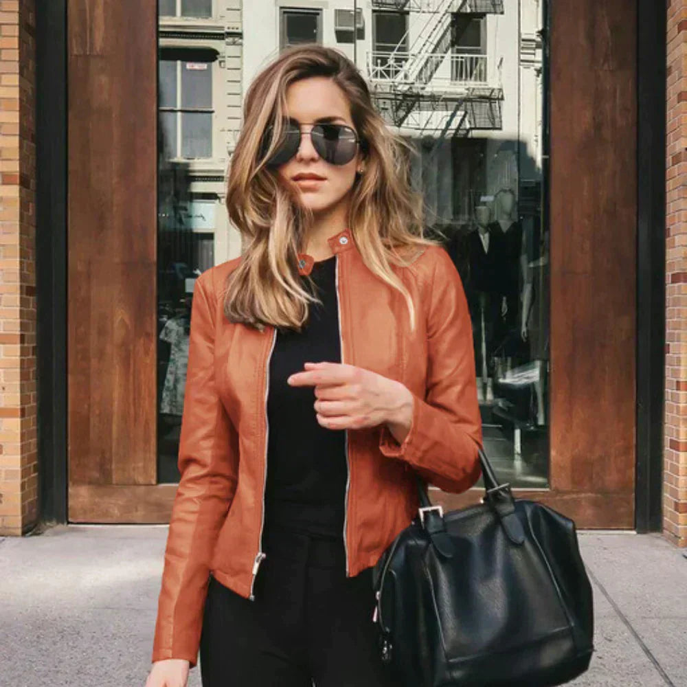 Structured Leather Blazer with Tailored Fit for Women 3