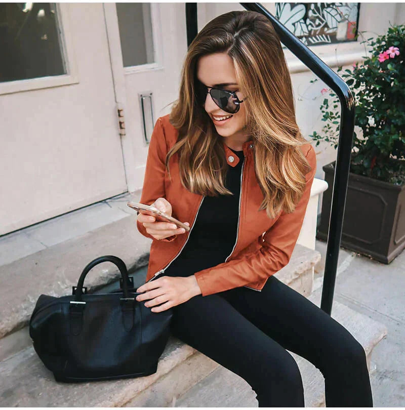 Structured Leather Blazer with Tailored Fit for Women 4