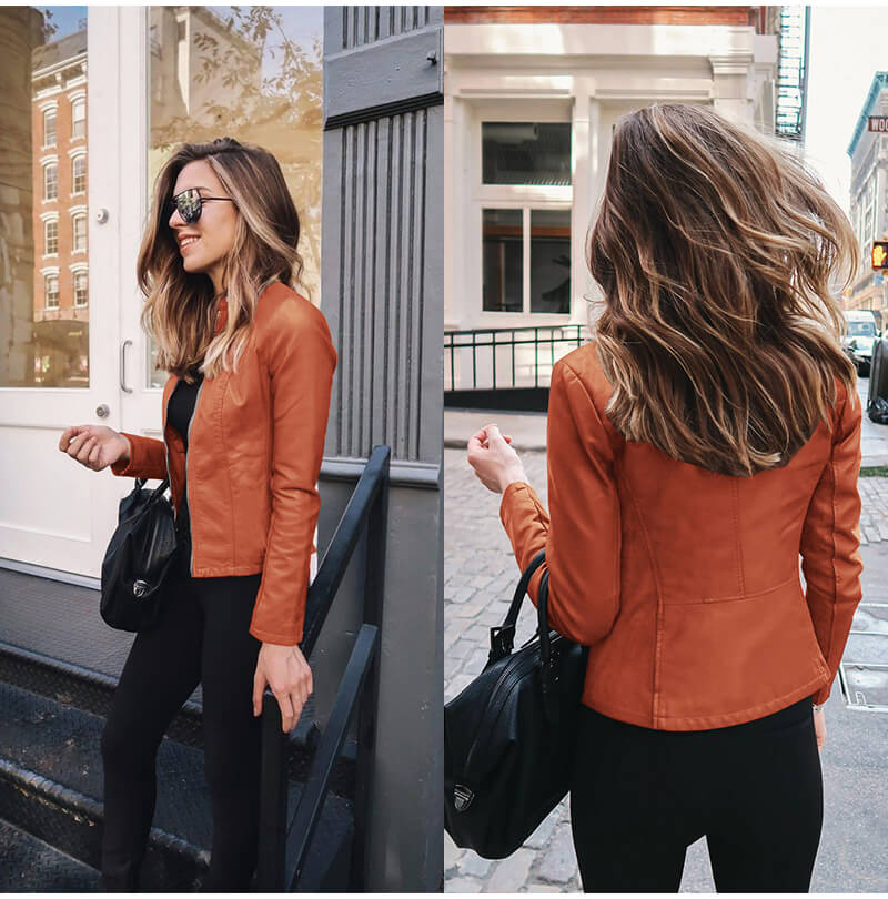 Structured Leather Blazer with Tailored Fit for Women 5