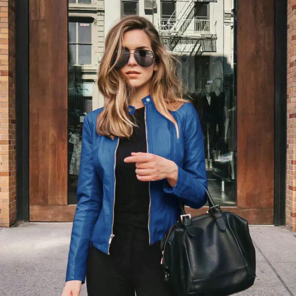 Structured Leather Blazer with Tailored Fit for Women 6