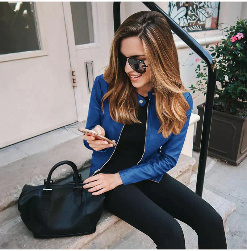 Structured Leather Blazer with Tailored Fit for Women 7