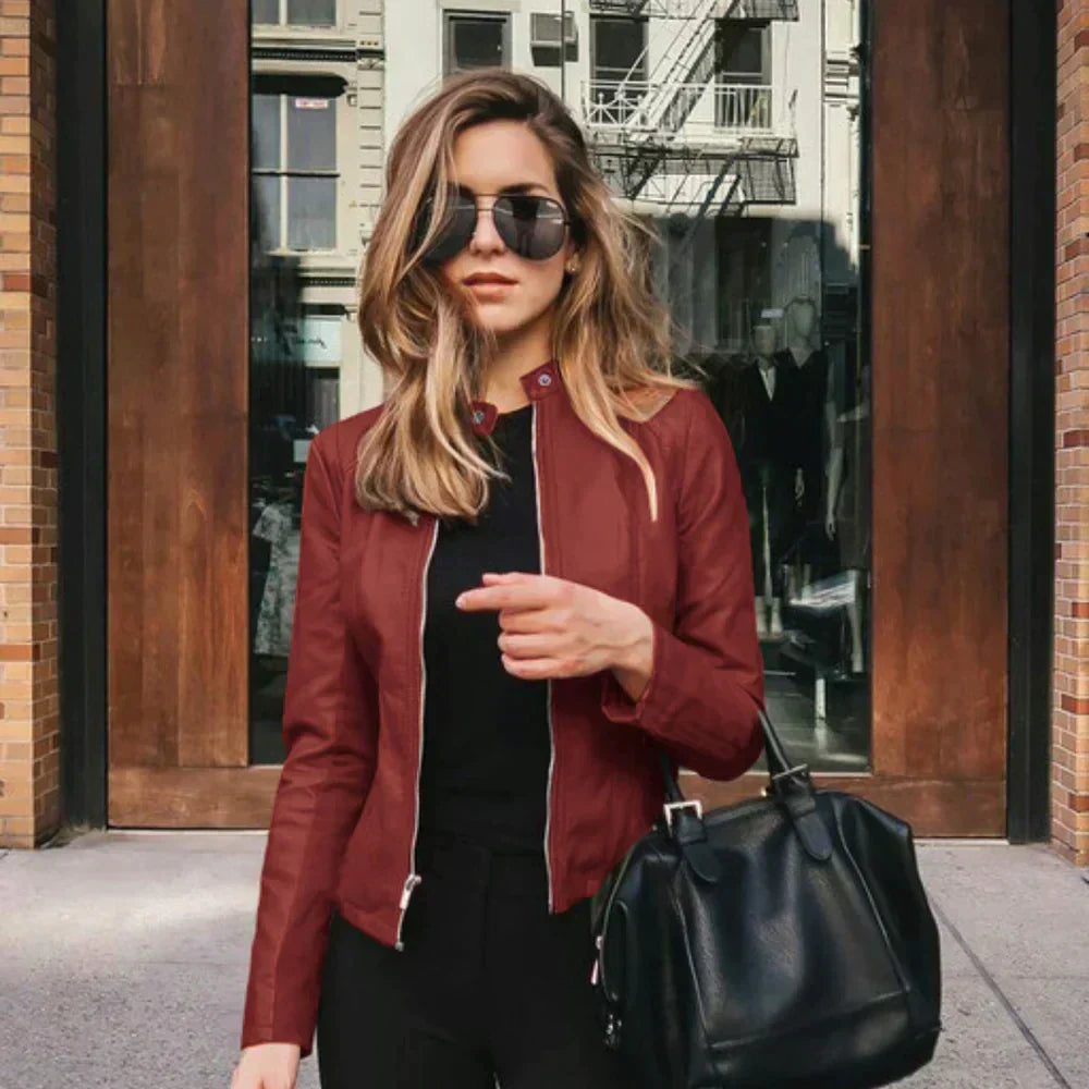 Structured Leather Blazer with Tailored Fit for Women 9