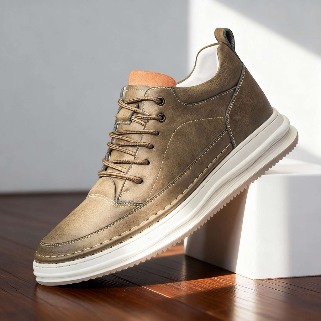 Textured Leather Sneakers with Cushioned Support for Everyday Comfort 1