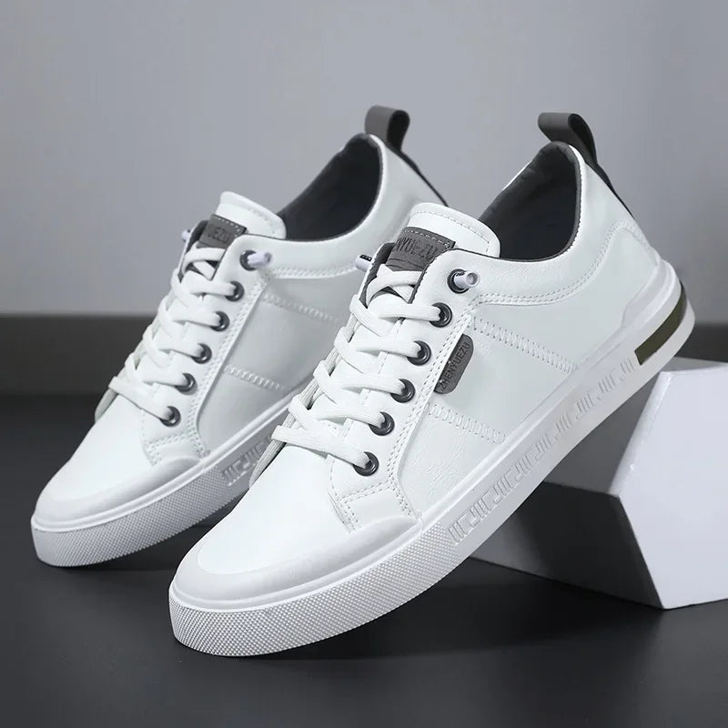 Two-Tone Leather Sneakers with Cushioned EVA Insole 3