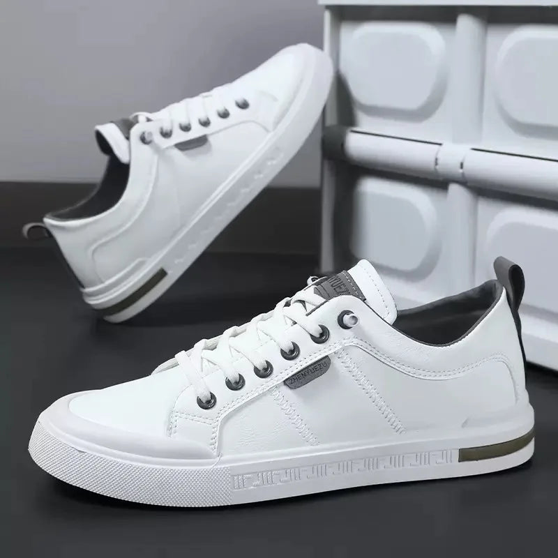 Two-Tone Leather Sneakers with Cushioned EVA Insole 4