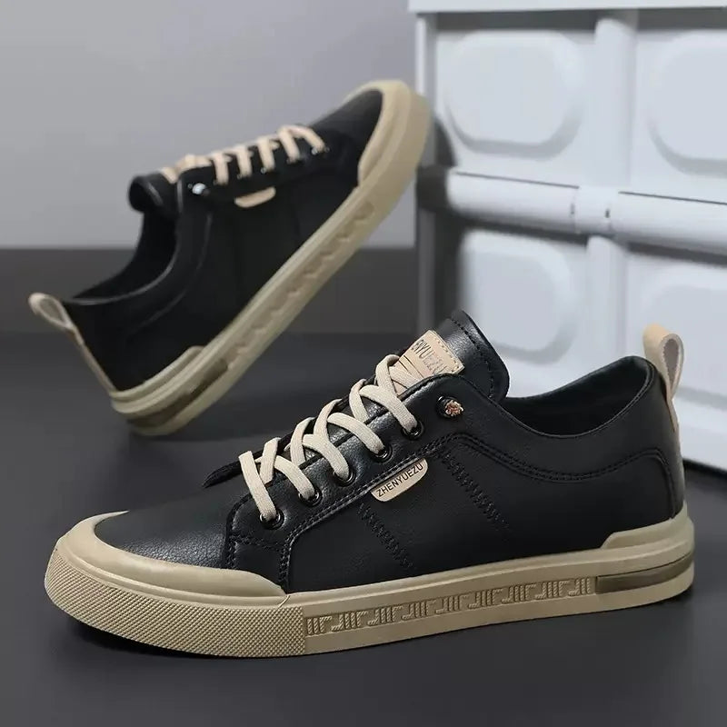Two-Tone Leather Sneakers with Cushioned EVA Insole 7
