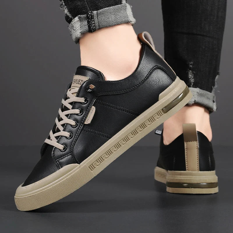 Two-Tone Leather Sneakers with Cushioned EVA Insole 8