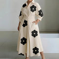 Women's Cotton Collared Maxi Dress with A-Line Silhouette 0