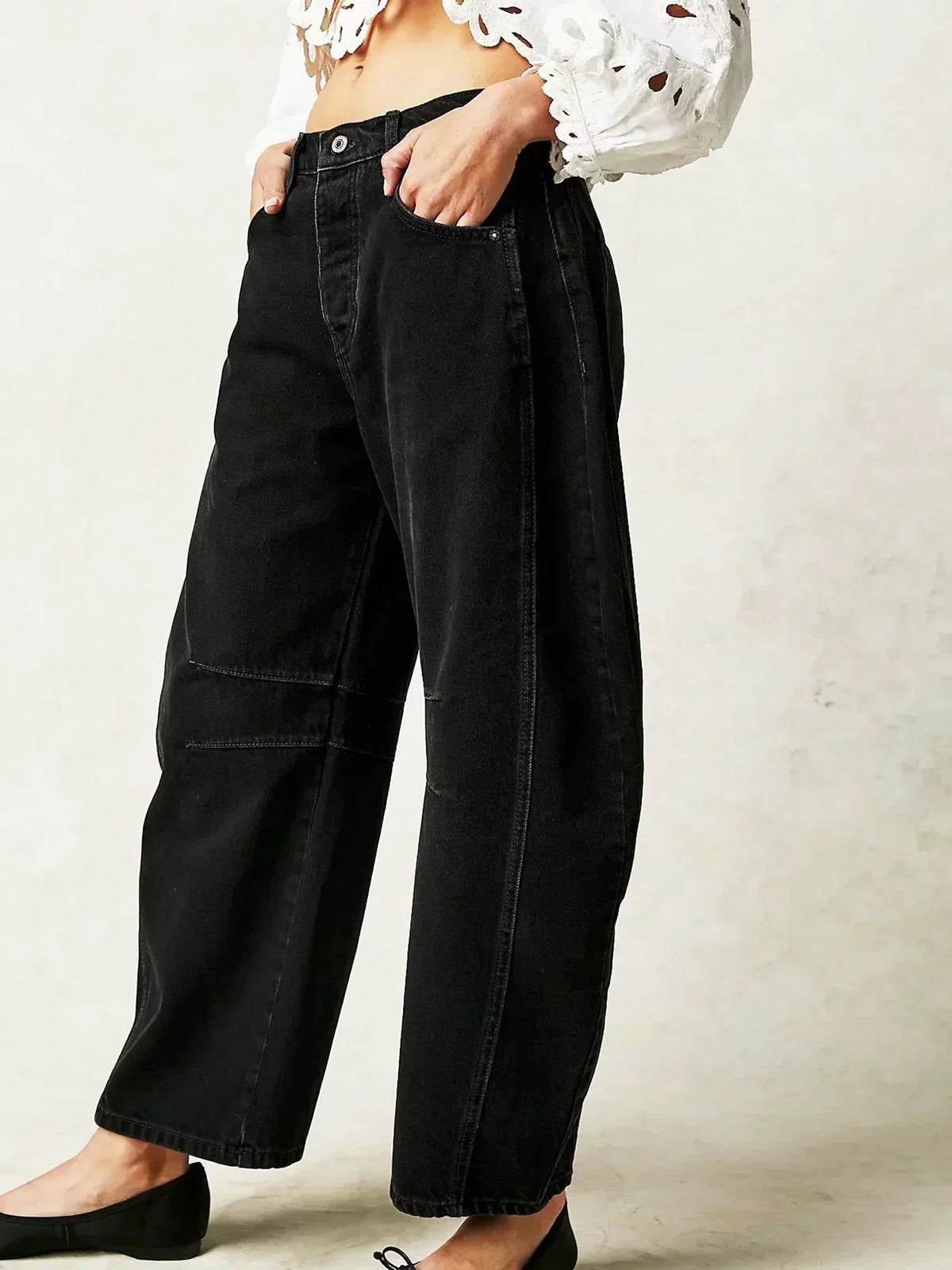Women's High-Rise Wide Leg Jeans with Panel Detailing for Casual Wear 1