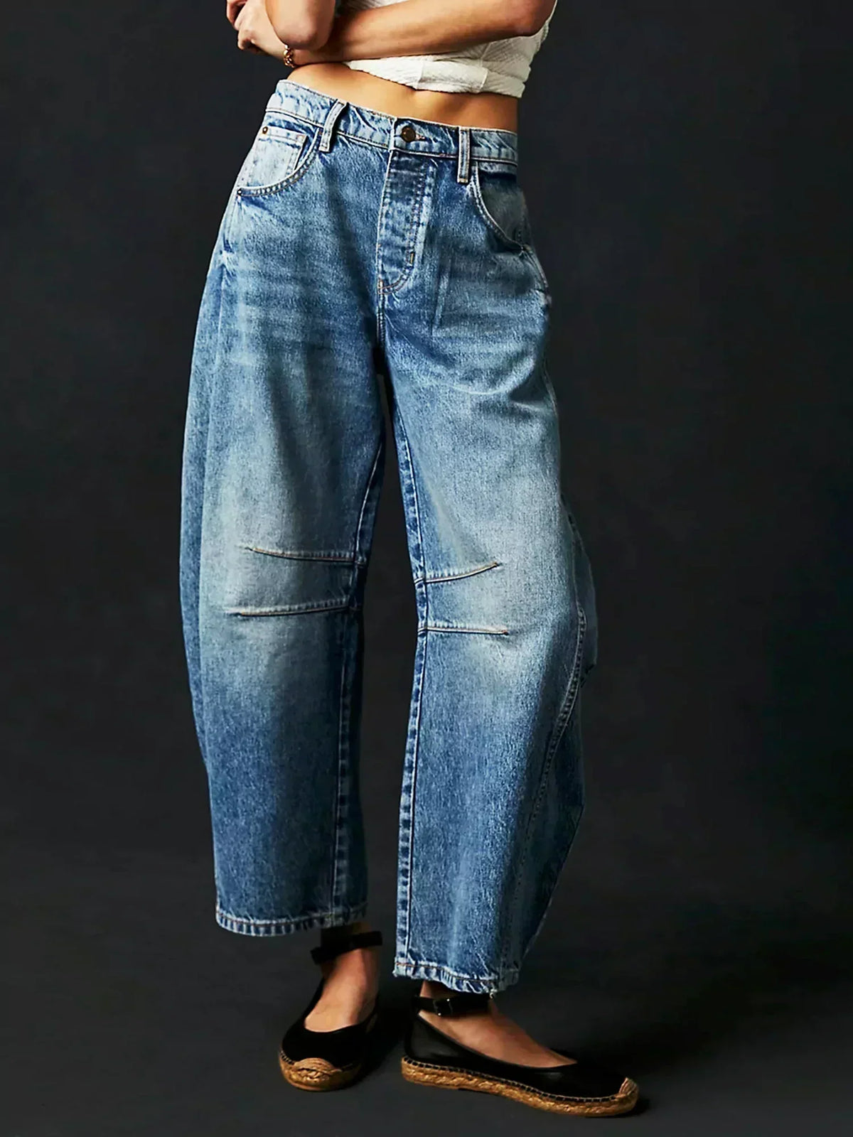 Women's High-Rise Wide Leg Jeans with Panel Detailing for Casual Wear 2