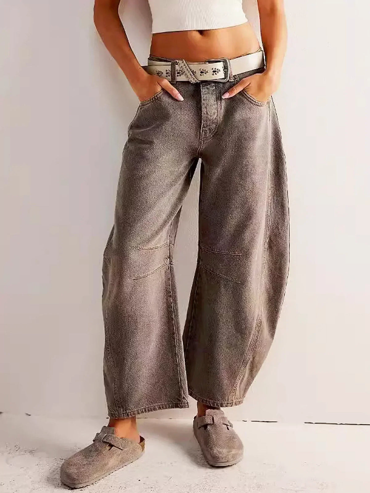 Women's High-Rise Wide Leg Jeans with Panel Detailing for Casual Wear 3