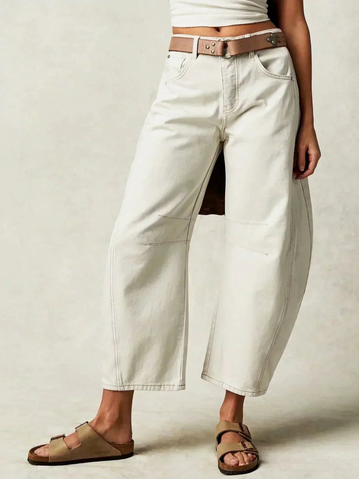 Women's High-Rise Wide Leg Jeans with Panel Detailing for Casual Wear 6
