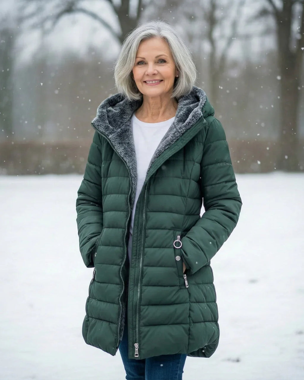 Women's Hooded Quilted Puffer Jacket with Sherpa Lining 0