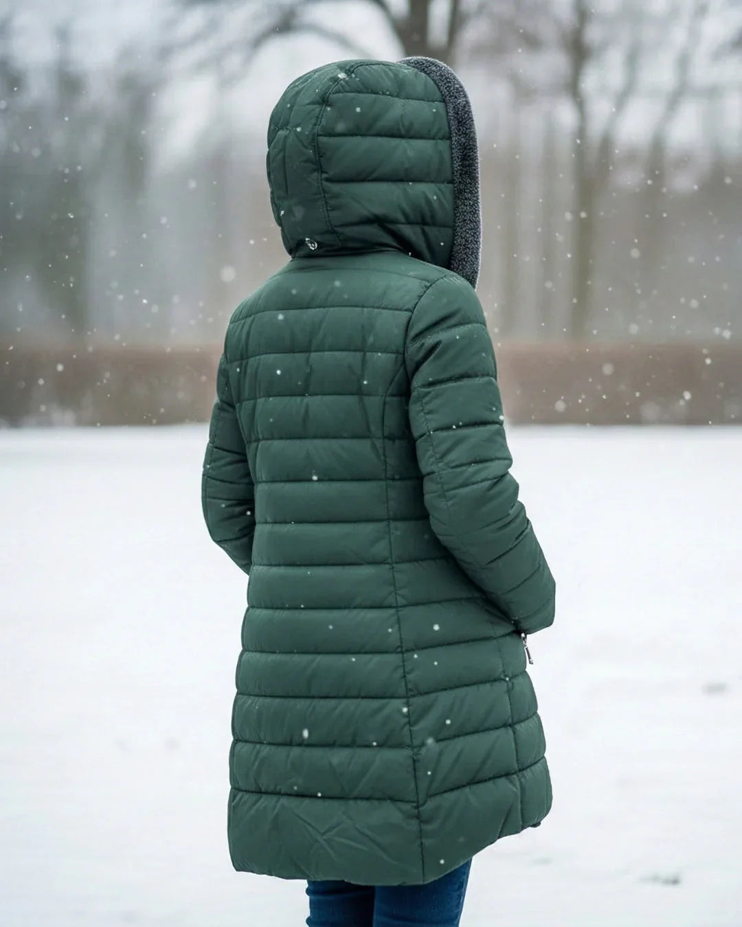 Women's Hooded Quilted Puffer Jacket with Sherpa Lining 4