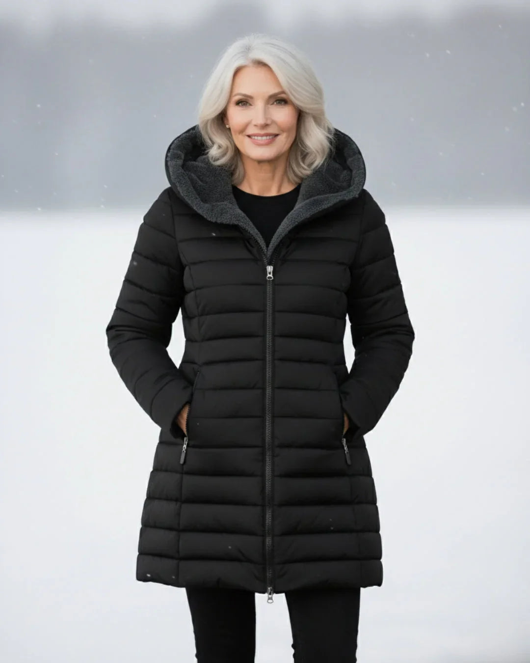 Women's Hooded Quilted Puffer Jacket with Sherpa Lining 5