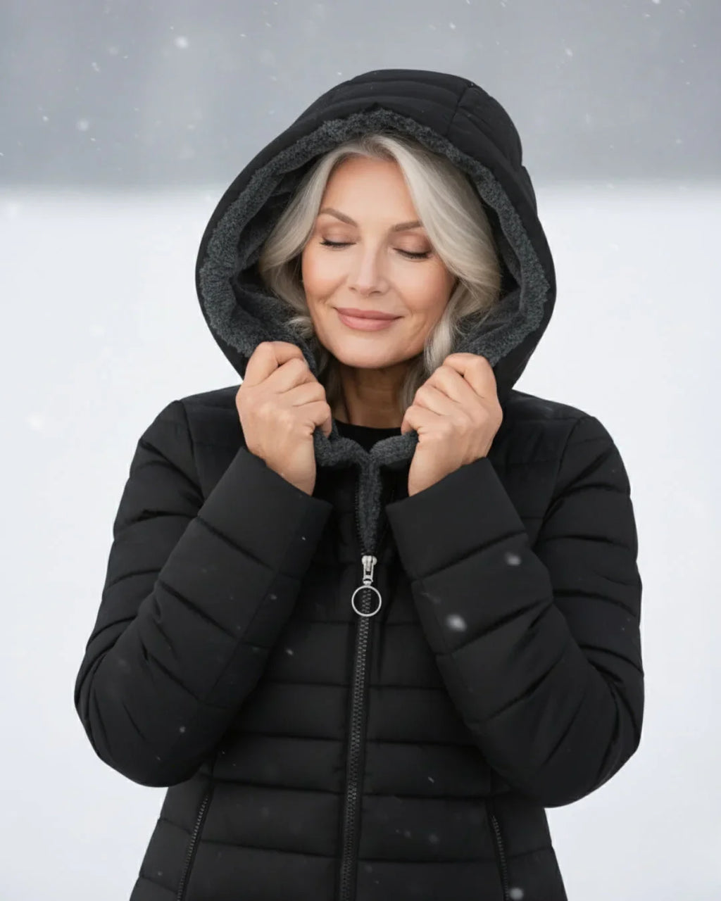 Women's Hooded Quilted Puffer Jacket with Sherpa Lining 7