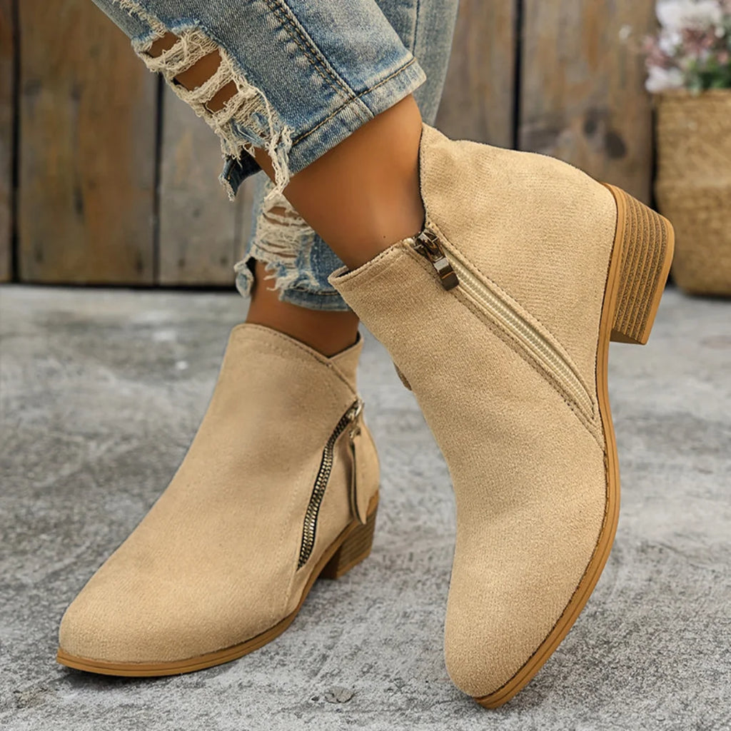 Women's Knee High Black Orthopedic Zipper Boots with Supportive Footbed 3
