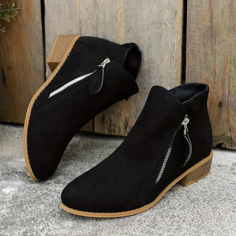 Women's Knee High Black Orthopedic Zipper Boots with Supportive Footbed 5