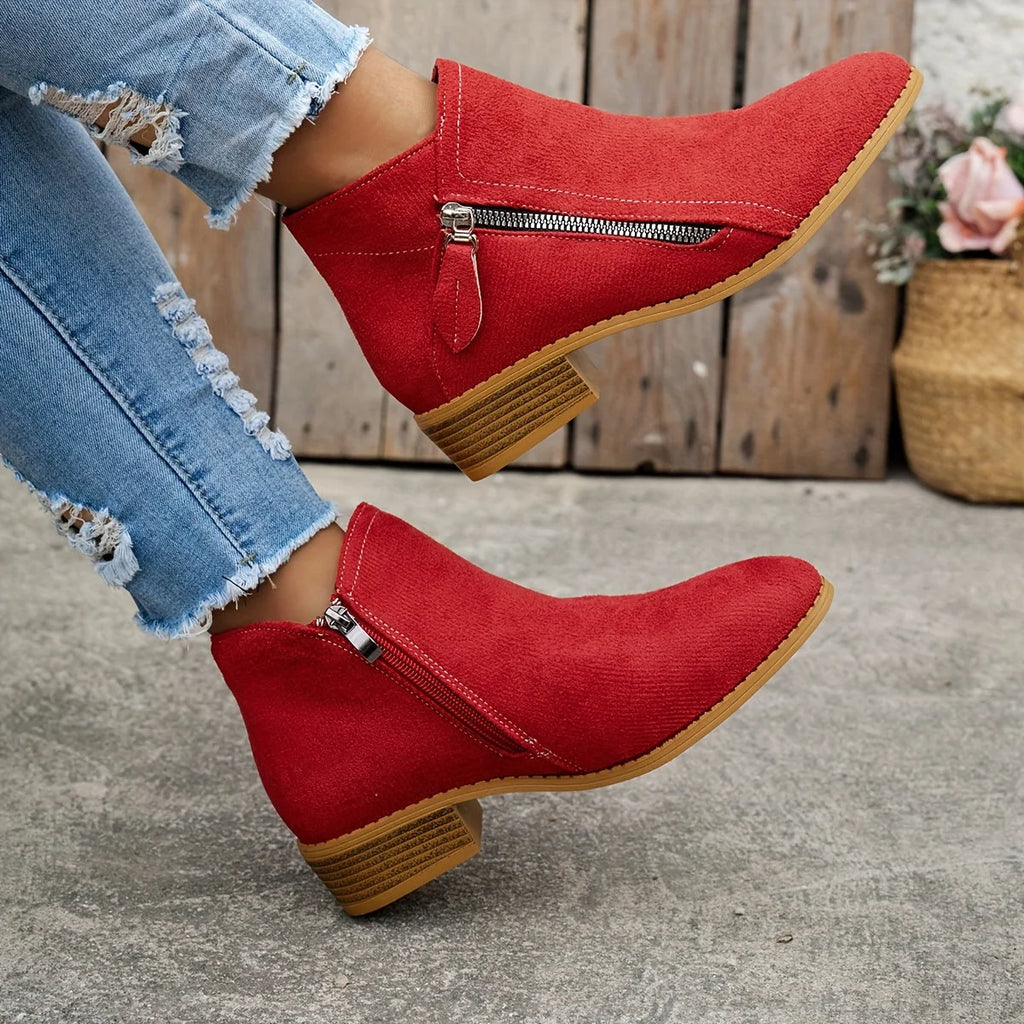 Women's Knee High Black Orthopedic Zipper Boots with Supportive Footbed 8