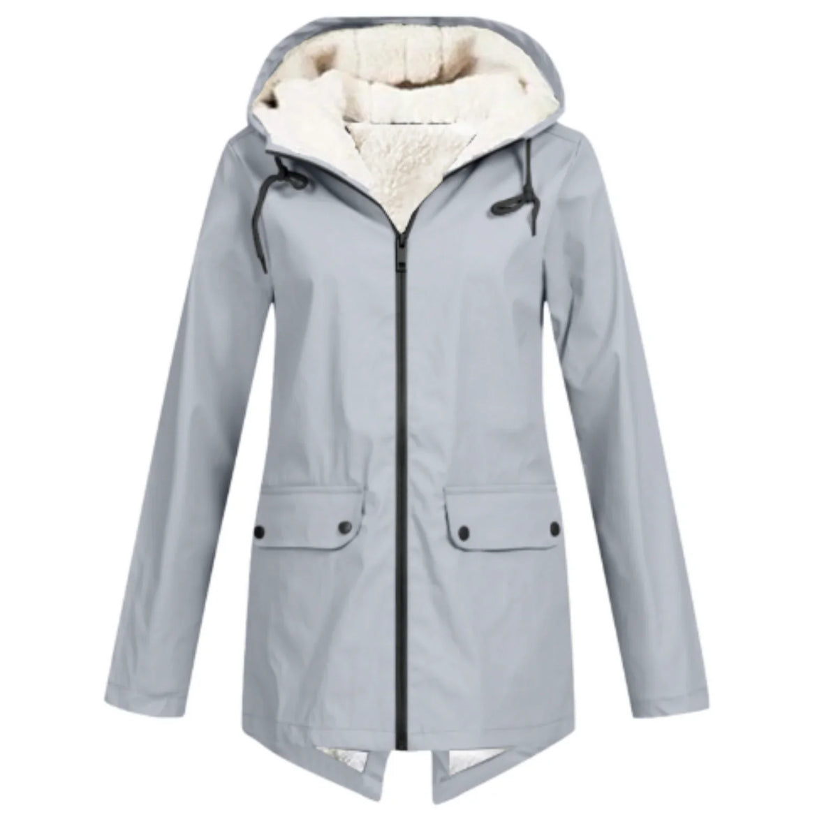Women's Longline Hooded Jacket with Sherpa Lining and Water-Repellent Shell 7