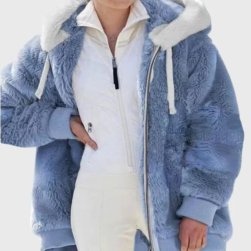 Women's Multicolor Puffer Jacket with Faux-Fur Hood for Winter Warmth 11