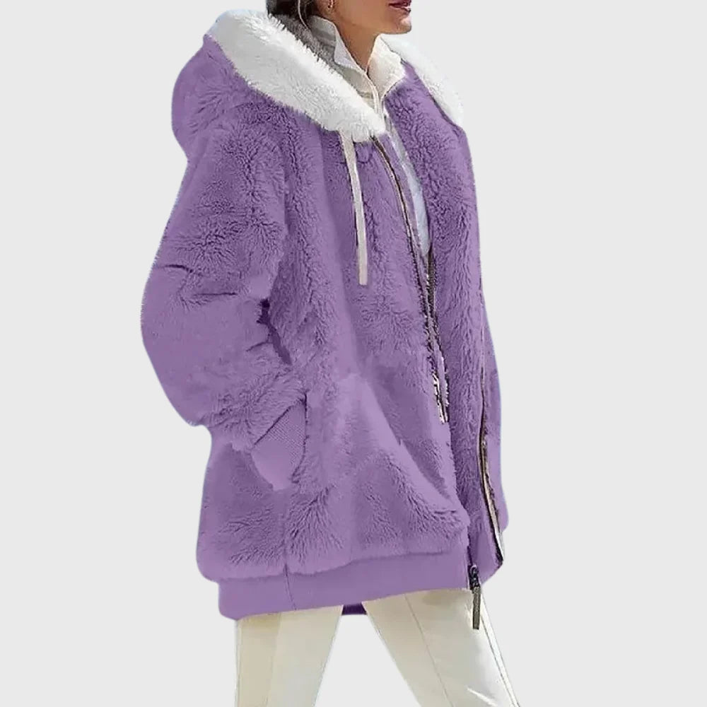 Women's Multicolor Puffer Jacket with Faux-Fur Hood for Winter Warmth 12