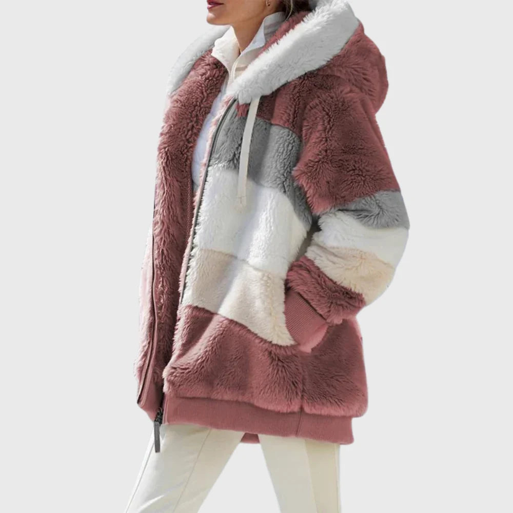 Women's Multicolor Puffer Jacket with Faux-Fur Hood for Winter Warmth 6