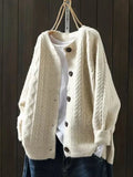 Women's Oversized Cable-Knit Cardigan Sweater with Button-Down Front 0