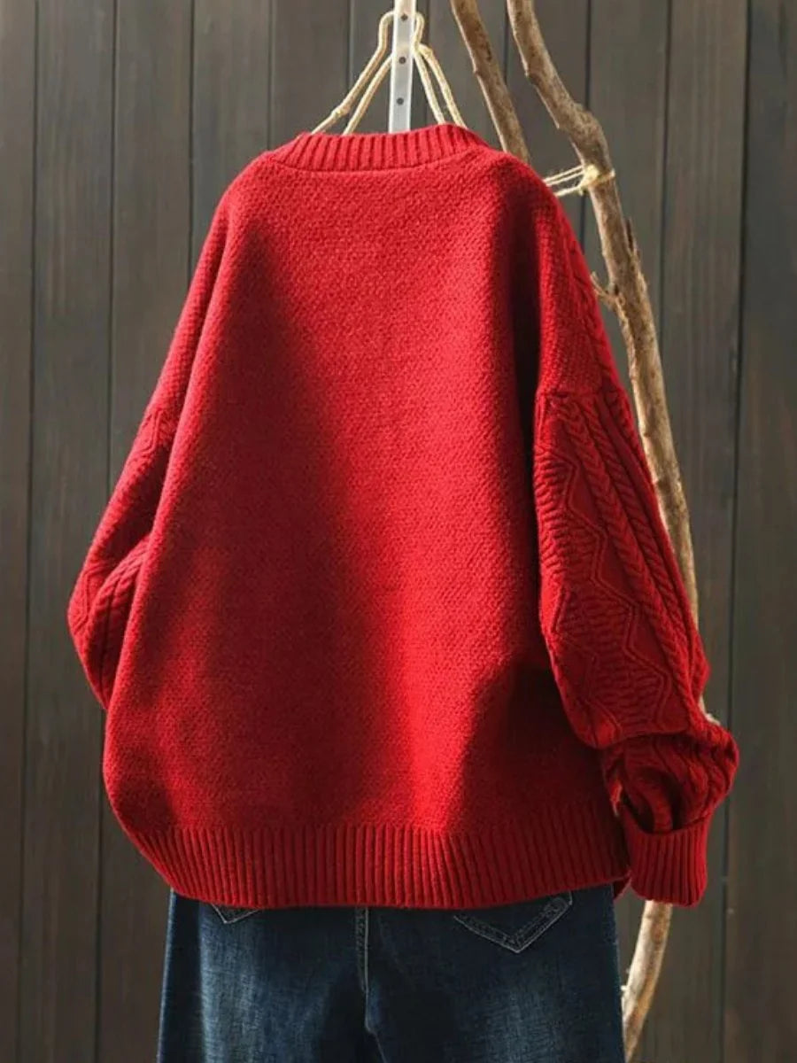 Women's Oversized Cable-Knit Cardigan Sweater with Button-Down Front 2