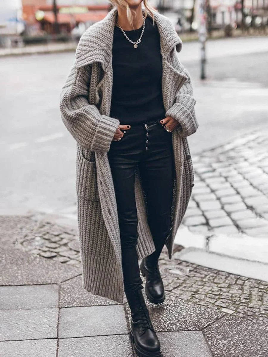 Women's Oversized Chunky Knit Long Cardigan with Deep Pockets 1