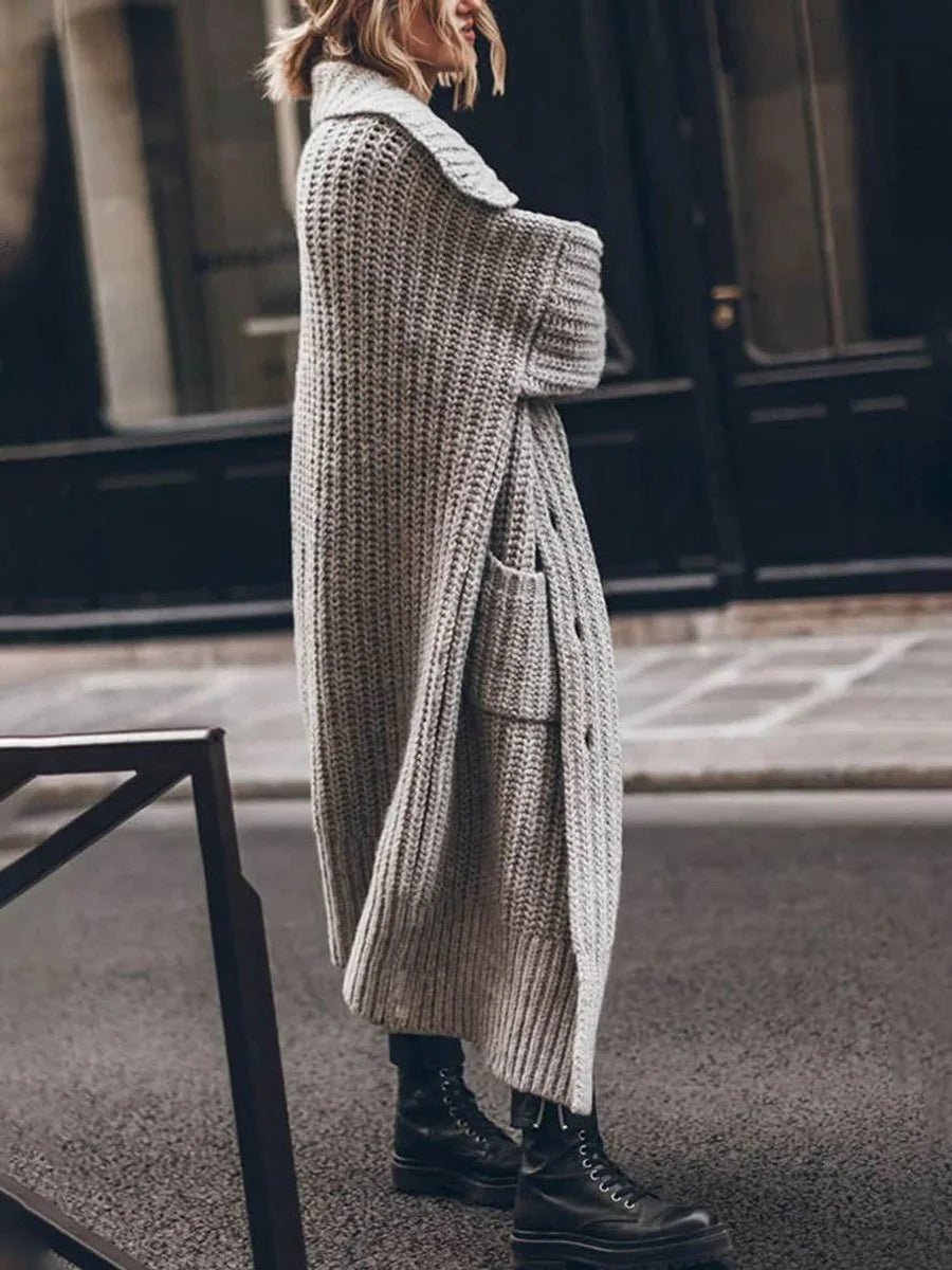 Women's Oversized Chunky Knit Long Cardigan with Deep Pockets 2