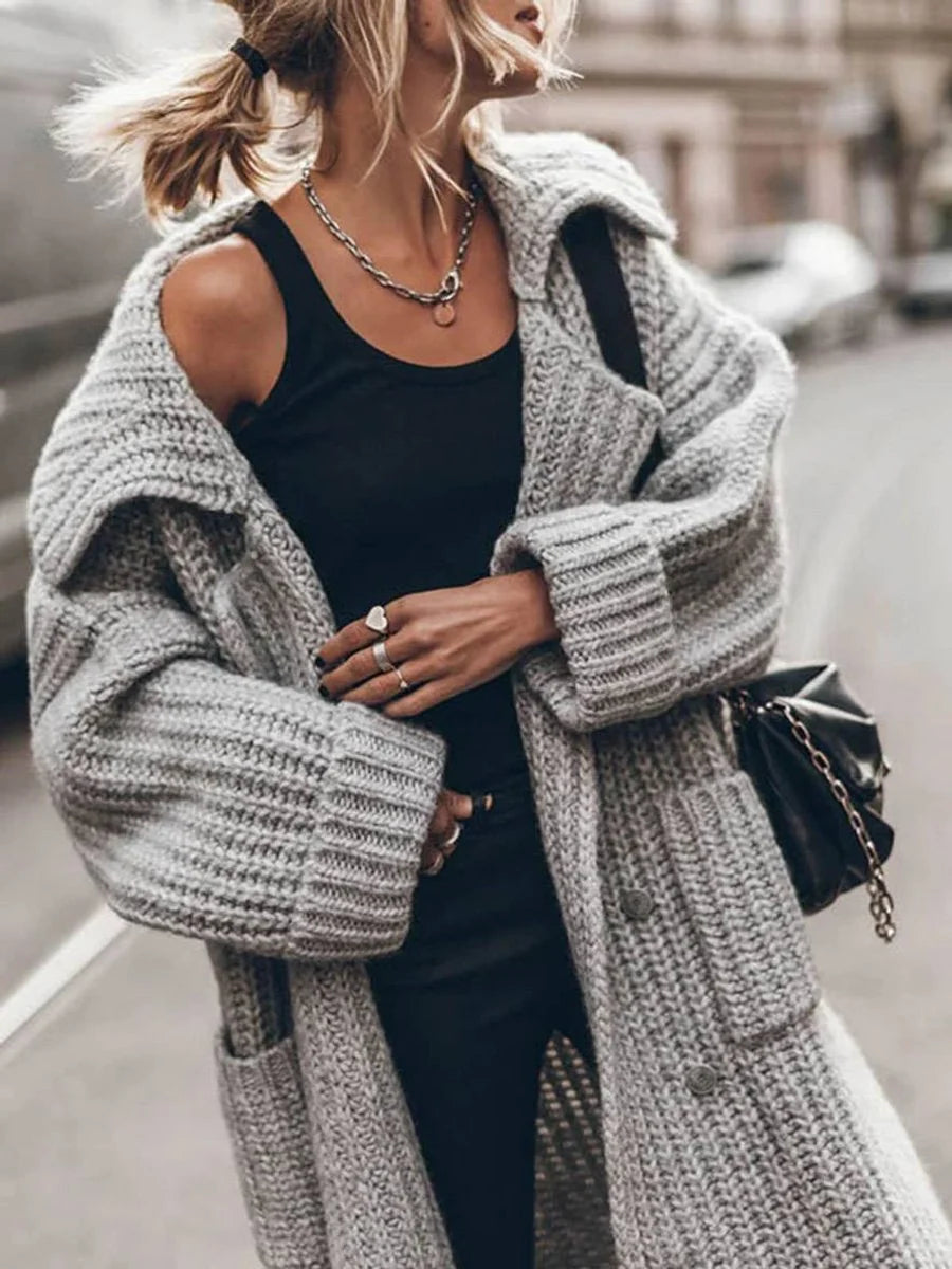 Women's Oversized Chunky Knit Long Cardigan with Deep Pockets 3