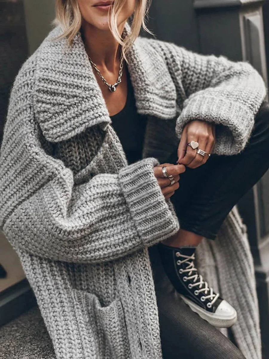 Women's Oversized Chunky Knit Long Cardigan with Deep Pockets 4