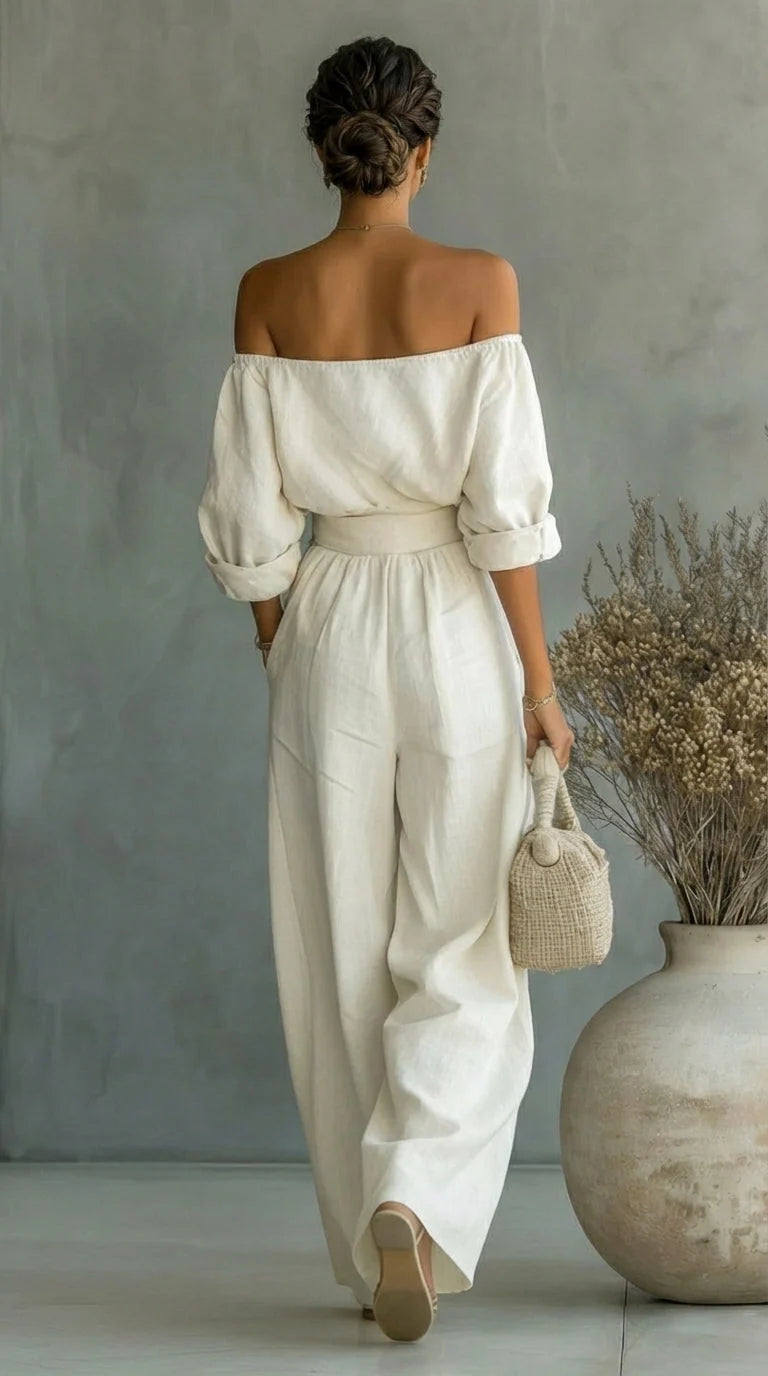 Women's Plus Size Linen-Effect Two-Piece Outfit for Summer 5