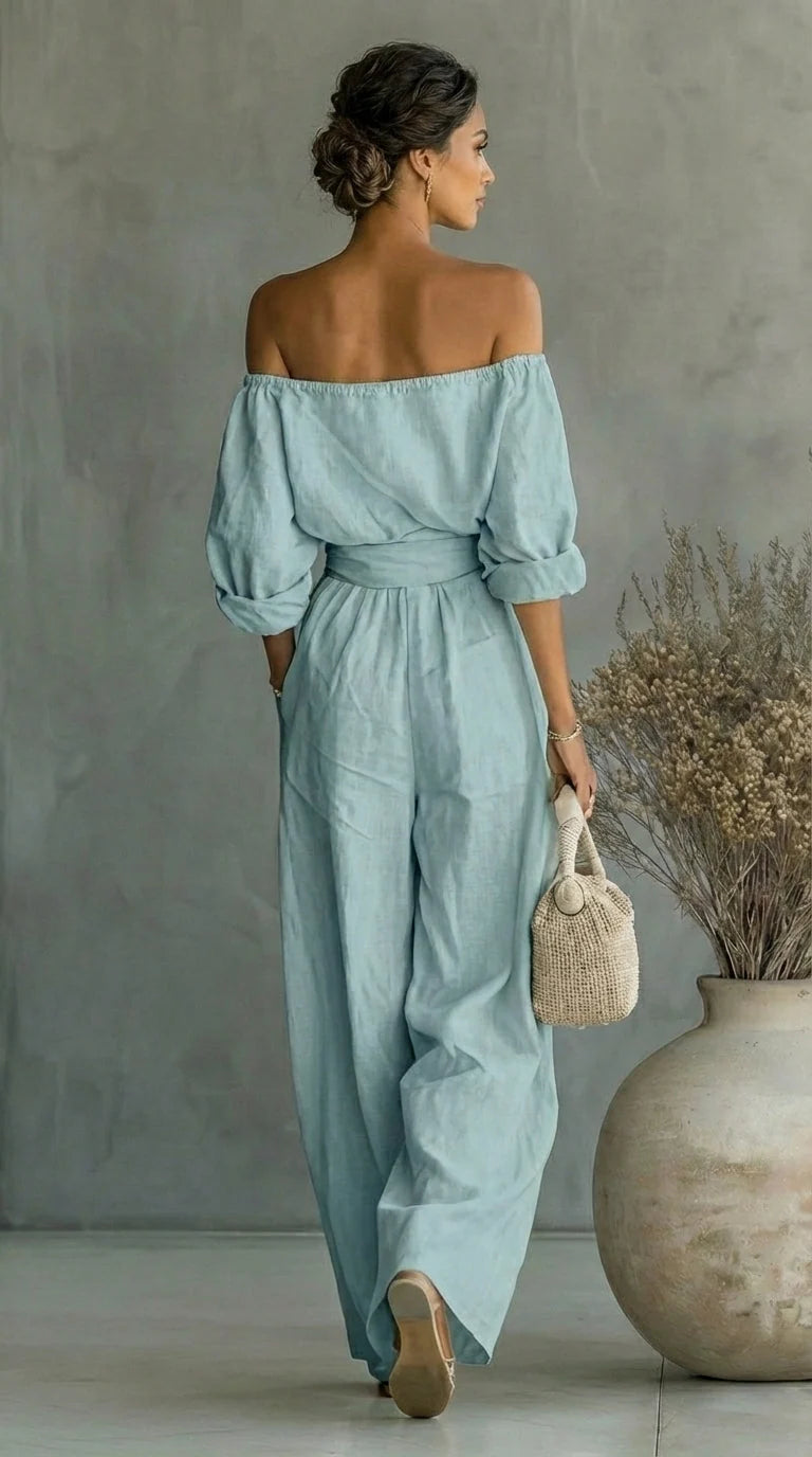 Women's Plus Size Linen-Effect Two-Piece Outfit for Summer 6