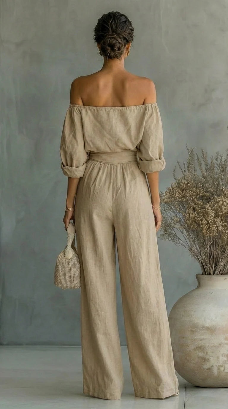 Women's Plus Size Linen-Effect Two-Piece Outfit for Summer 7
