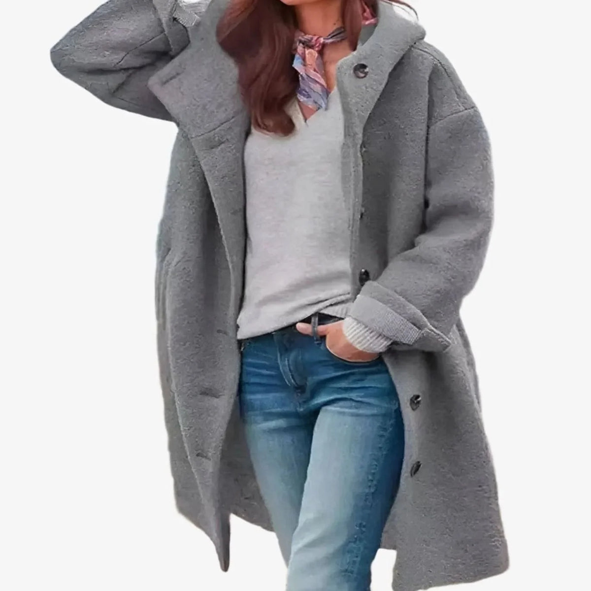 Women's Relaxed-Fit Button-Front Long Winter Coat for Everyday Comfort 1