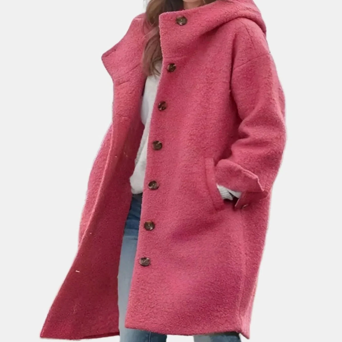 Women's Relaxed-Fit Button-Front Long Winter Coat for Everyday Comfort 3