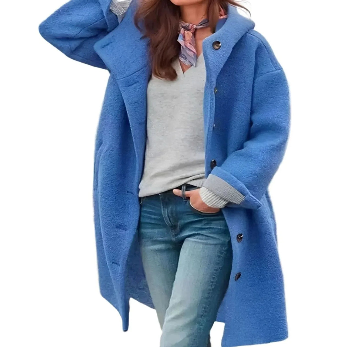 Women's Relaxed-Fit Button-Front Long Winter Coat for Everyday Comfort 4