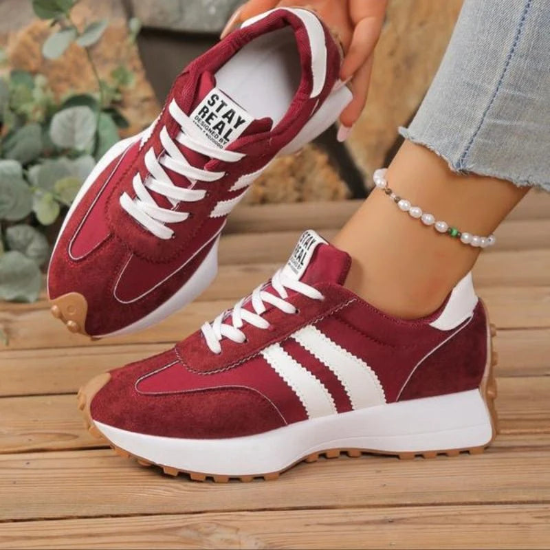 Women's Retro Platform Chunky Lace-Up Sneakers for Casual Comfort 0