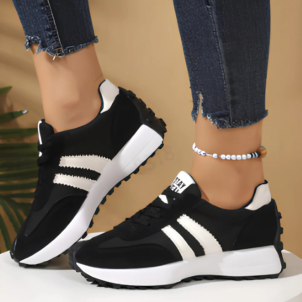 Women's Retro Platform Chunky Lace-Up Sneakers for Casual Comfort 4